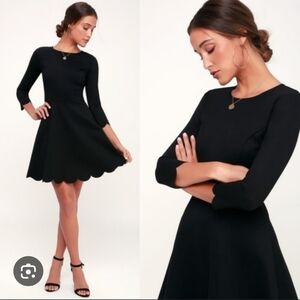 Lulus Cumulonimbus Cloud Black Skater Dress Size Small